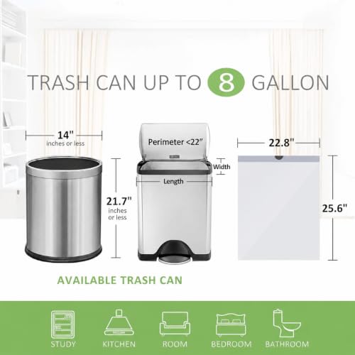 Image of Teivio 8 Gallon 115 Counts Strong Drawstring Trash Bags Garbage Bags, Medium Kitchen Trash Can Bathroom Bin Liners, Plastic Trash Bags for Home Office Kitchen, White