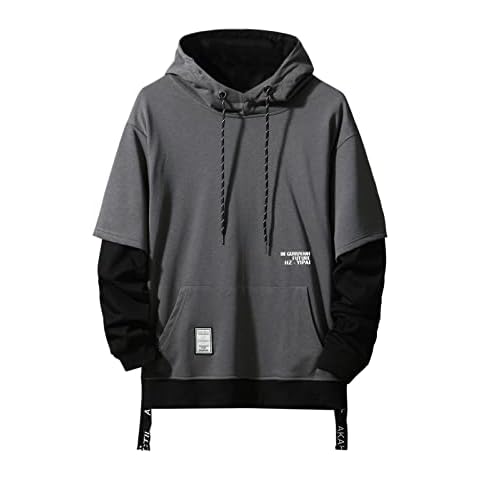 GURUNVANI Contrast Color Pullover Hoodie Mens Patchwork Hoodies Men Cover