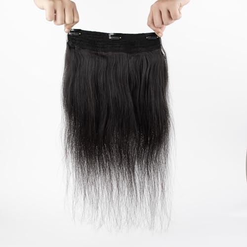 Image of Capilus 100% Natural Human Hair Volumizer with 3 Clips - Clip-In Extension for Instant Volume | Lightweight & Stylish Look (Natural Black, 16 Inch)