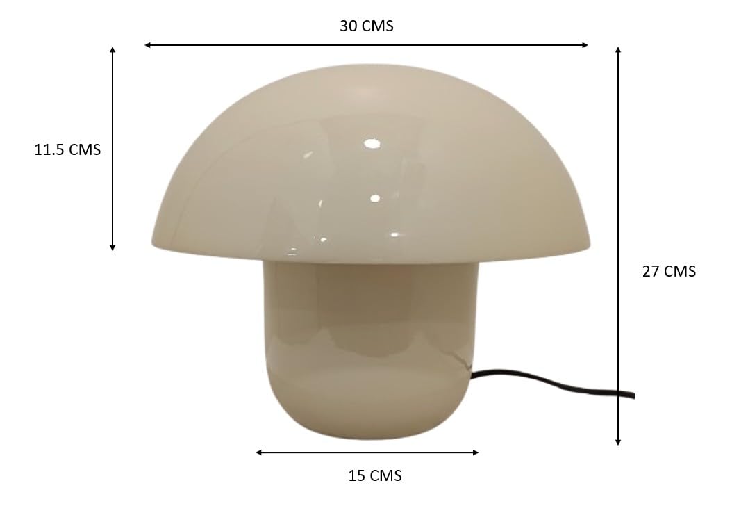 Kare Design Tischlampe Mushroom Shiny Ecru, Beige, Höhe 27cm, Metall Schirm, E14, Pilzlampe, Retro, Tischleuchte, kein Leuchtmittel inklusive