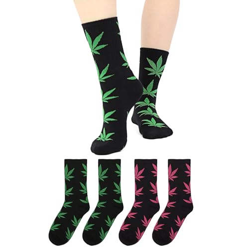 Image of DAZCOS Unisex Maple Leaf Socks Multicolor 2 Pairs for Halloween Christmas Thanksgiving Day