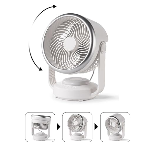 Ventilateur de bureau à circulation d'air LED à pile 4 vitesses - 7
