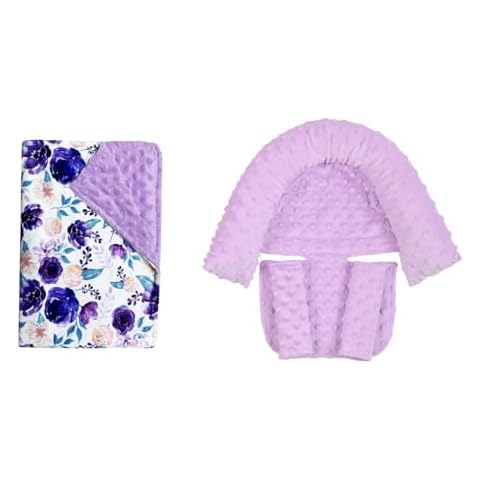Baby Infant Head and Neck Support Pillow with Seat Belt for Car Seat & Soft Plush Baby Blanket Cover