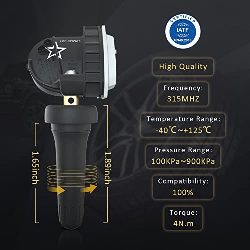 Marsflex Tpms Sensor Compatible For Chevy Cadillac Buick Gmc Saturn Pontiac Saab, Tire Pressure Monitoring System Replaces# 13598771, 13598772, 13586335, 20923680, 25920615, 13516164, 315Mhz, 4Pcs #TOP2