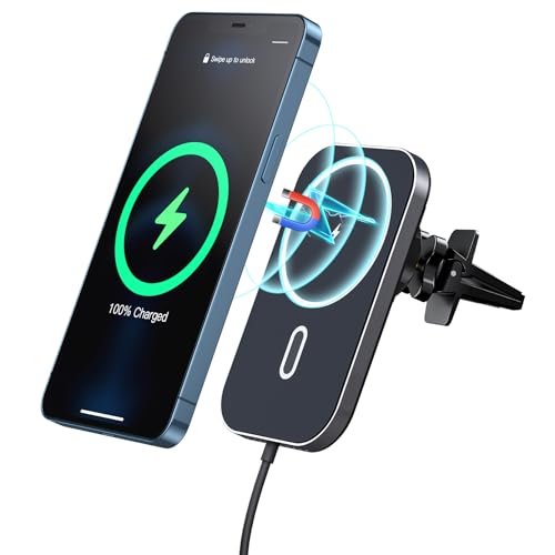 BHHB 15W Magnetisch Kabellos Handyhalterung Auto Ladegerät, Kompatibel mit Mag-Safe Air Vent Autohalterung Schnellladege...