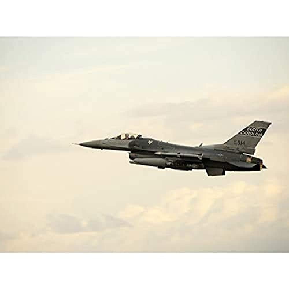 Miltary USA USAF Air Force F-16C Fighter Jet Photo Art Print Canvas Premium Wall Decor Poster Mural
