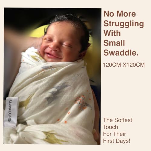 Image of DOTMOM Pure Organic Bamboo Swaddle Wrap Softer Than Cotton Muslin Swaddlers for Newborn Baby Receiving Blanket & Wrappers | Baby Towel Gift Pack for Newborn Babies 120X120 CM, 0-18 Months, Pack of 3