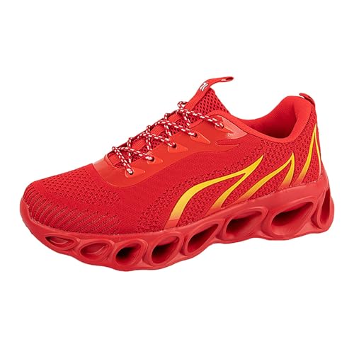 Zapatillas de baloncesto para hombre y hombre, zapatillas de cojín de aire, absorción de golpes, antideslizantes, transpirables, soporte para el arco del pie - Entrenador atlético, rojo, 44 EU