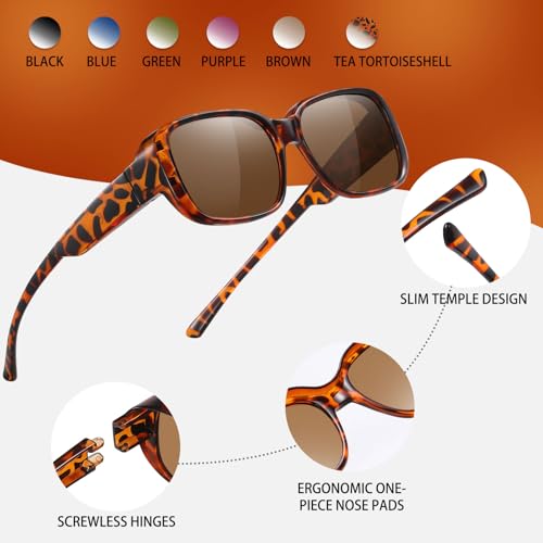 Image of HAOLOTA Polarized Sunglasses Over Glasses Women Wrap-Around Glasses Small Shapes Driving Fishing UV400 Protection
