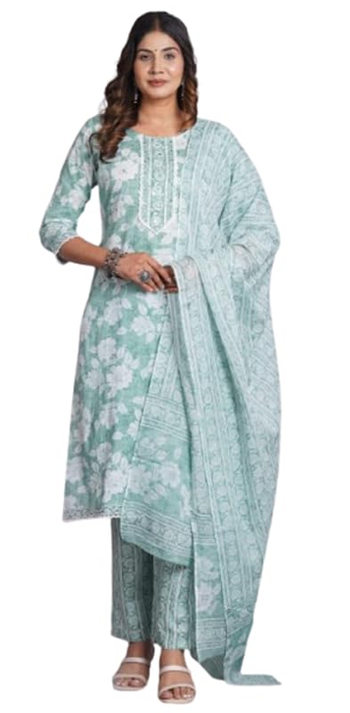 Kurta Pant Set for Women Pure Cotton Suit with Dupatta Indian Kurti Set