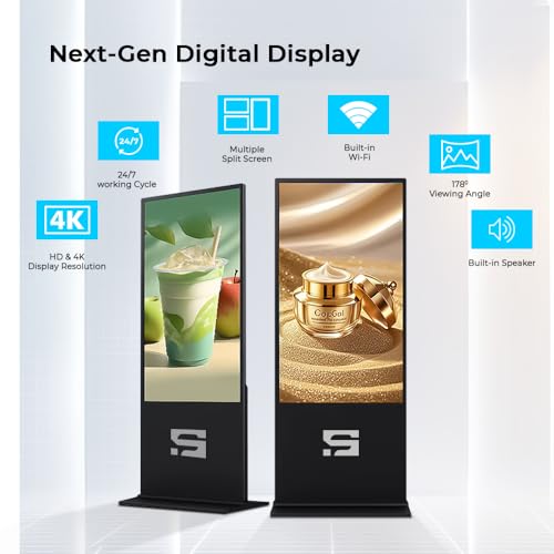 Image of Interactive Vivid Non Touch Screen Digital Standee Kiosk- Android Wi-Fi Floor Stand Digital for Restaurants, Exhibitions,Shopping Malls,Weddings&Real Estate Projects(Touch Screen,55 Inch)