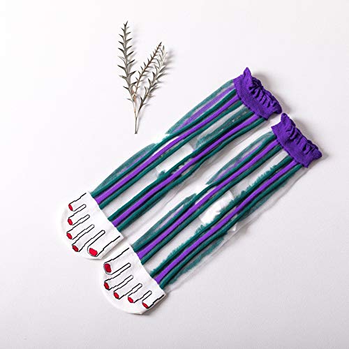 Preisvergleich Produktbild NANAYOUPIN Crystal Socken, ultradünne Damen Bunte transparente Strümpfe, gestreifte Glas Seidensocken weibliche Flut lila