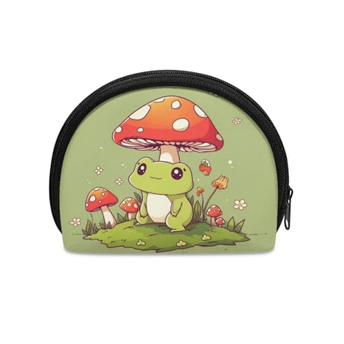 ZOUTAIRONG Mushroom Frog Coin Purse for Teens Girls Organizer Travel Wallet Kids Boys Change Storage Bag Cosmetic Bags Mini Pouch Portable Case Party Favor Green