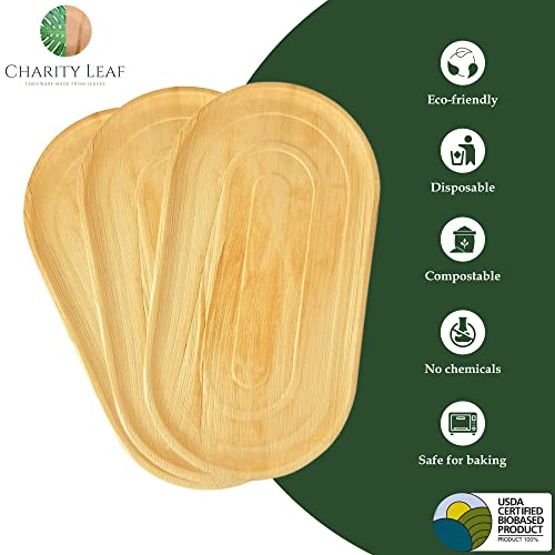 Charity Leaf 22X12OVAL 10-Pack 22 Inchx12 Inch Palm Leaf Trays thumb #1