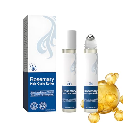 Suero Capilar Roll-On Romero, Para el Crecimiento del Cabello, 2 Unidades Suero todo tipo cabello, Fórmula Natural, Tratamiento que Fortalece la Raíz, Estimula el Cuero Cabelludo