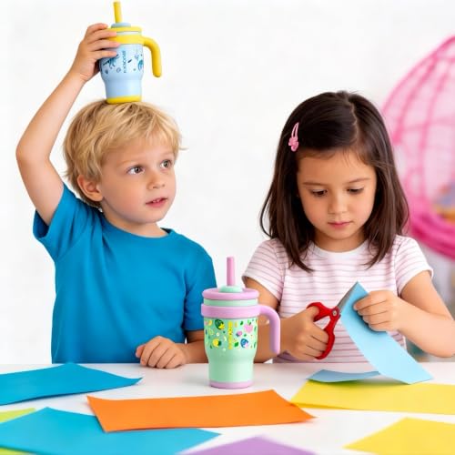 Image of 14 oz Toddler Tumbler with Handle, Kids Sippy Cups with Straw and Spout Lid