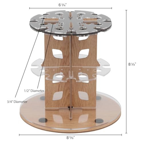Image of HG Art Concepts Mezzo Dual Artist Brush Holder and Drying Rack, 3 Pack - Rotating Wood Grain Laminate Multi Layer Desk Stand - Professional Storage Display Organizer for Paintbrushes