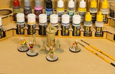 GameCraft Miniatures Painting Station Fully Assembled - 26mm, for Vallejo and Army Painter Style Dropper Bottles