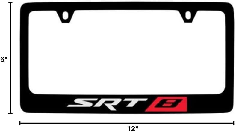 Chrysler SRT 8 Black Coated Metal License Plate Frame Holder