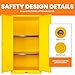 Flammable Storage Cabinet, 60 Gal, Cold-Rolled Steel Flammable Liquid Storage Cabinet, 34x34x65 in Explosion Proof with 2 Adjustable Shelves 2 Manual Doors for Industrial Use, Yellow