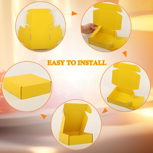 Image of Cardboard Boxes,15 Pack Shipping Boxes 6x6x2 Recyclable Mailing Boxes Colored Corrugated Cardboard Box Small Storage Boxes for Shipping, Mailing, Gifts Packaging (Yellow)
