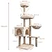Kratzbaum, Katzenbaum Stabil Katzenkratzbaum, 145 cm Aktivitätskratzbäum mit Kratzsäule, Katzenspielzeug, Katzen Höhle, Katzenhaus, Liegemulde für Katzen Kätzchen