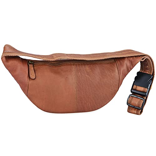STILORD 'Sam' vintage fanny pack lederen riemtas grote heren heupen tas met riemen voor reizende festival vrije tijd echt leer, Kleur:cognac - bruin - Image 6