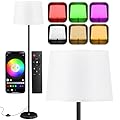 Gorzenoon Floor Lamp for Living Room Bedroom,Modern Floor Lamp with Remote, Simple Design with White Shade,Foot Pedal Switch,Dimmable Colors Temperature,9W RGB LED Bulb