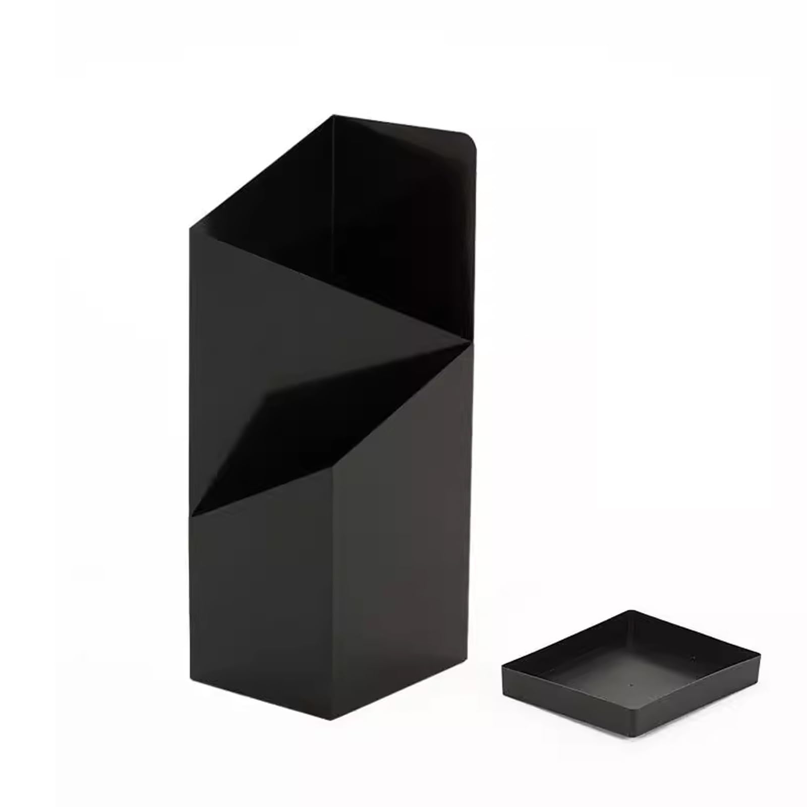 Portaombrelli Metallo per Bastone da Passeggio Secchiello Quadrato Autoportante con Vassoio Raccogligocce Rimovibile Design Moderno E Minimalista (Color : Black)