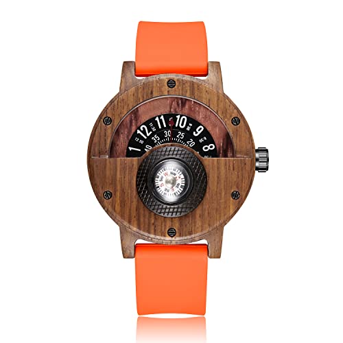 Mens-Wooden-Watches-Wristwatches-Compass-Turntable-Mens-Wooden-Watch-Lightweight-Handmade-Wrist-Watches-Analog-Quartz-Wood-Watches-with-Gift-Box-for-Men-Family-Friend