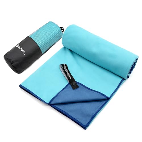 Eunzel Quick Dry Camping Towel, Microfiber Travel Towel Super Absorbent Fast Drying Towel for Camping, Beach, Gym, Backpacking, Yoga & Swimming(24" x 48", Navy/Cyan)