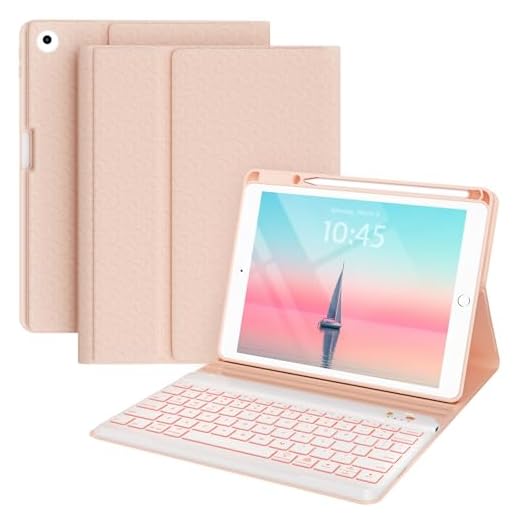 BLUTLOTUS Keyboard case for iPad 9.7 Inch Air 2, iPad 5th/iPad 6th Generation (2017/2018) Case with Keyboard Detachable, 7 Color Wireless Backlit Keyboard, Smart Folio Cover with Pencil Holder(Pink)