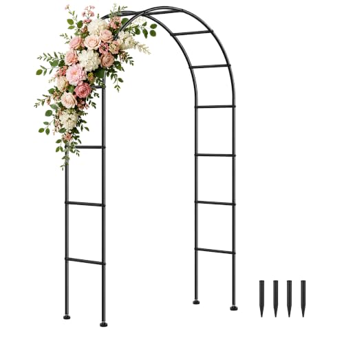 SUNLPH Thickness Metal Garden Arch Trellis for Climbing Plants, Rustproof, Black, 4.6x8.2 or 7.2x6.9 Ft, Wedding Arbor Archway for Bridal Party Flower Decoration