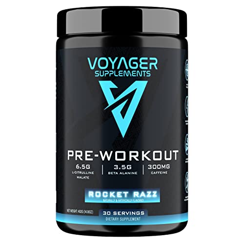 Voyager Supplements Pre-Workout Supplement - Intense Pump Â· Maximized Energy Â· G-Force Strength Â· Laser Focus - Science-Backed & Gym Proven (Rocket Razz, 402 Grams)