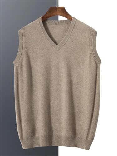 Warm Knit Vest 100% Cashmere Vest Men's V-Neck Sleeveless Sweater solid Color Waistcoat2