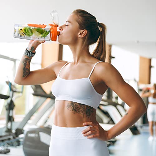 Zulay (34Oz Capacity) Fruit Infuser Water Bottle With Sleeve - Anti-Slip Grip & Flip Top Lid Infused Water Bottles For Women & Men - Water Infusion Bottle - Sunrise Orange #TOP7