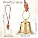 YBEATY Vintage Hanging Bell for Door Knob Small Gold Home Garden Christmas Decor Shopkeepers Bell on Leather Rope Outdoor Bells for Home Christmas Garden Decoration (Gold)