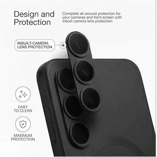 Image of amazon basics Premium Mag-Safe Case for Samsung Galaxy A55 5G | Shockproof & Anti-Scratch Cover | Soft Silicone with Wireless Charging | Camera Lens Guard - Black