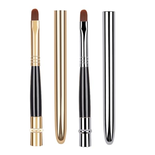 SWYZOR Pennello Labbra, Set di 4 Pennelli per Il Trucco, Pennelli Applicatori per Rossetto, Pennellis Professionali per Il Trucco da Viaggio, per Donne e Ragazze