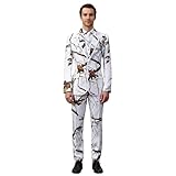 HBDesign Men Collar Edge White Camouflage Dress Suits (Jacket+Vest+Pants+Tie/Bowtie)