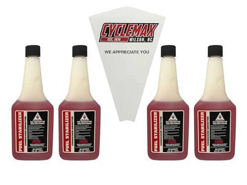 CYCLEMAX Four Pack Compatible with Honda Fuel Stabilizer & Corrosion Inhibitor 08732-0800 Contains Four 8oz Bottles and a Funnel