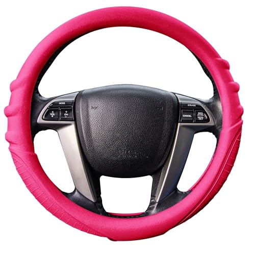 Image of FH Group Universal Fit Silicone with Grip and Pattern Massaging Grip Steering Wheel Cover Fits Most Cars, SUVs, Trucks, and Vans Magenta