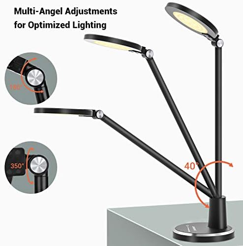 Desk Lamp, JUKSTG 64 pcs LEDs Eye-Caring Table Lamps, 10 Brightness Levels with 5 Lighting Modes LED Desk Light,Home Office lamp with Touch-Sensitive Control, 12 W Reading Lamp, Black