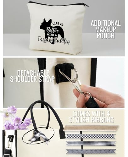Image of InnoBeta French Bulldog Gifts for Women, French Bulldog Lover Mom Canvas Tote Bag Stuff