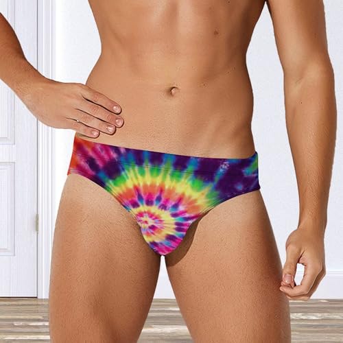 Tie Dye Mens Swim Briefs Bathing Suit Quick Dry Bikini Underwear Trunks Swimsuit Pool Beach M4