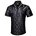 Barry.Wang Black Paisley Shirt Mens Dress Short Sleeve Button Down Disco Hawaiian Shirts Western Classic Summer Beach Formal Wedding Office