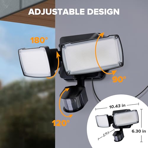 Lutec 21W Plug In Motion Sensor Light Outdoor, Flood Lights Outdoor Motion Sensor,2500Lm, 5000K Daylight,Ip65 Waterproof,Adjustable 2 Heads Wall Light For Garage thumb #5