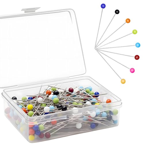 Motswedi Spilli Testa Vetro 250 Pezzi, 8 Colori Spilli Sartoria,