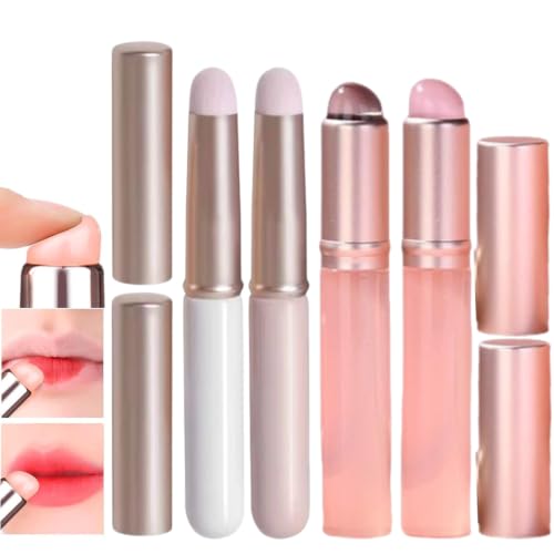 4 Piece Silicone Lipstick Brush Applicator, Soft Flexible Lip Brush For Balm Gloss, Reusable Lip Applicator With Caps, Portable Lipstick Tool, For Makeup Lovers