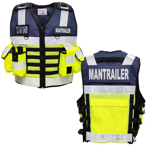 EXPLOSIV Multitaschen-Sicherheitsweste – Reflektierend, verstellbar, navy-yellow (Mantrailer) | Verbesserte Version*